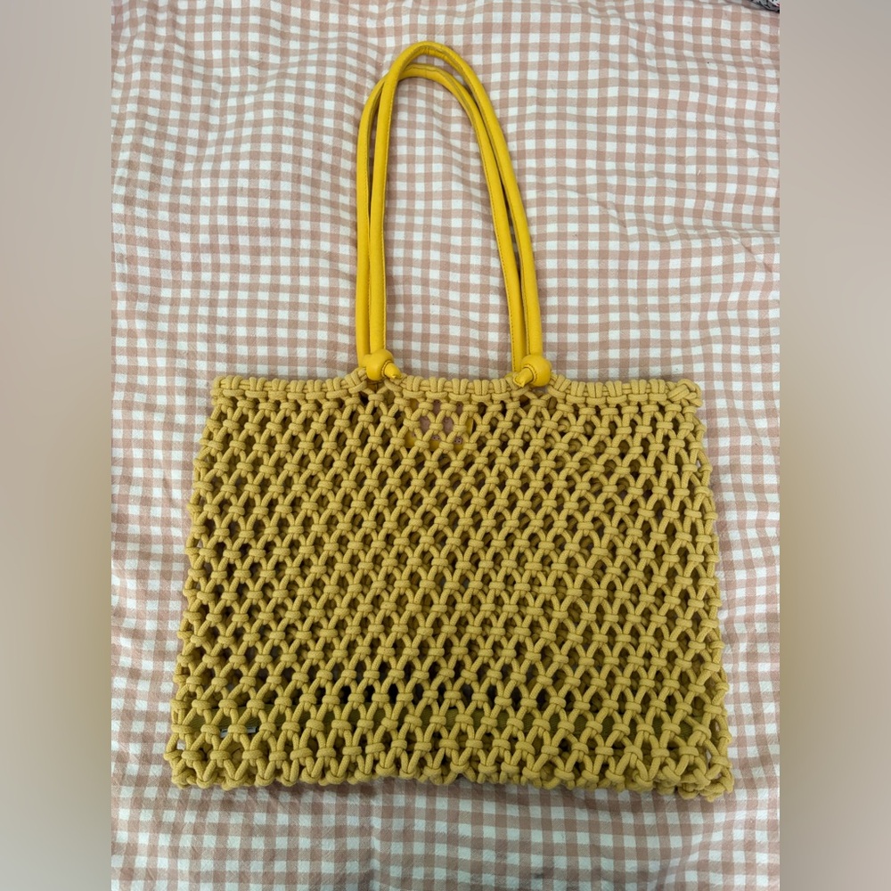 Clare V Sandy Yellow Knitted Tote Bag